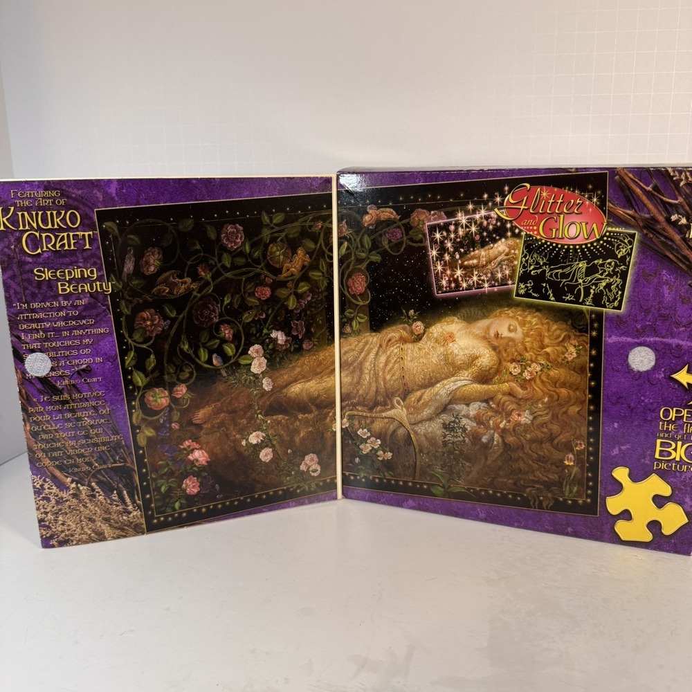 "Sleeping Beauty" Kinuko Craft 550 Piece Glitter & Glow Puzzle sealed bag new - Picture 4 of 6